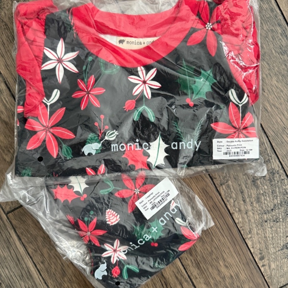 Monica + Andy Set Sweatshirt and Leggings 12-18M Baby Toddler Poinsetta Print